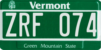 VT license plate ZRF074