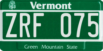 VT license plate ZRF075