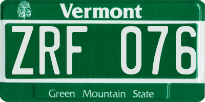 VT license plate ZRF076