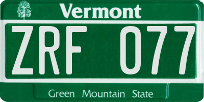 VT license plate ZRF077