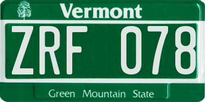 VT license plate ZRF078
