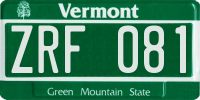 VT license plate ZRF081