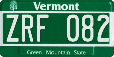 VT license plate ZRF082