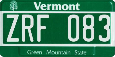 VT license plate ZRF083