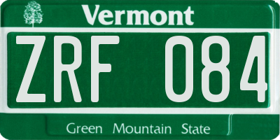 VT license plate ZRF084