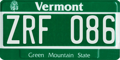 VT license plate ZRF086