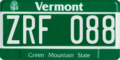 VT license plate ZRF088