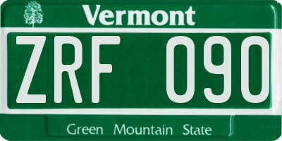 VT license plate ZRF090