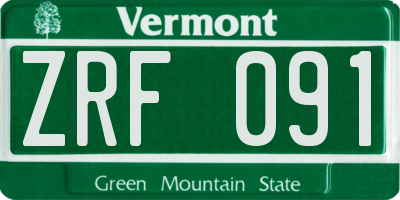 VT license plate ZRF091