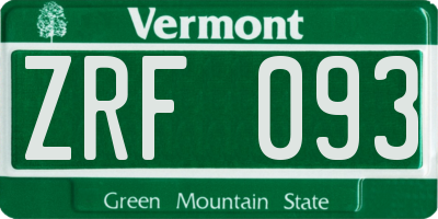 VT license plate ZRF093