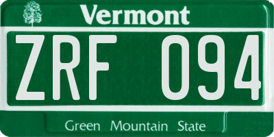 VT license plate ZRF094