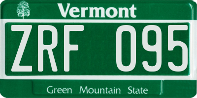 VT license plate ZRF095