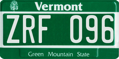 VT license plate ZRF096