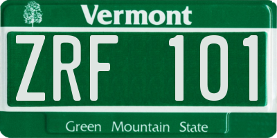 VT license plate ZRF101