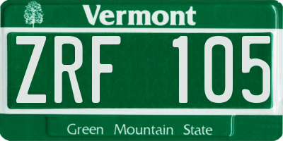 VT license plate ZRF105