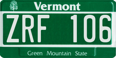 VT license plate ZRF106