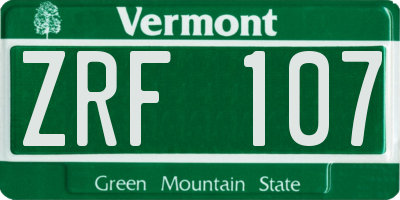 VT license plate ZRF107