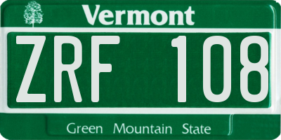 VT license plate ZRF108