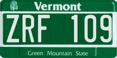 VT license plate ZRF109