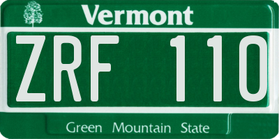 VT license plate ZRF110