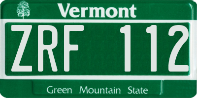 VT license plate ZRF112