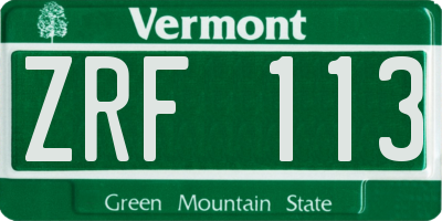 VT license plate ZRF113