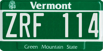 VT license plate ZRF114