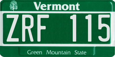 VT license plate ZRF115
