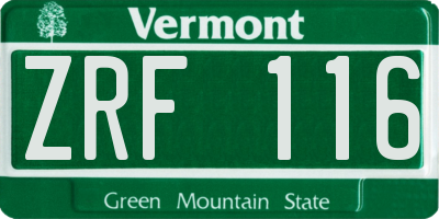 VT license plate ZRF116