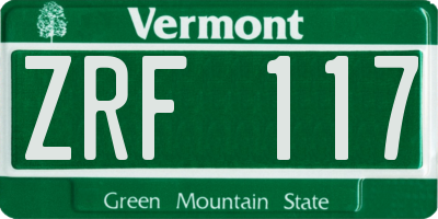 VT license plate ZRF117