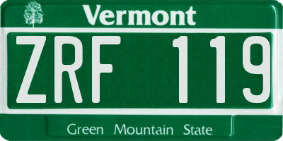 VT license plate ZRF119