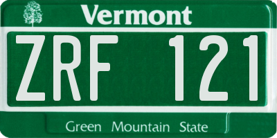 VT license plate ZRF121