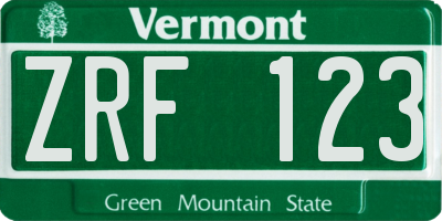 VT license plate ZRF123