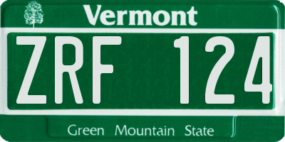 VT license plate ZRF124