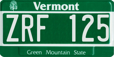 VT license plate ZRF125