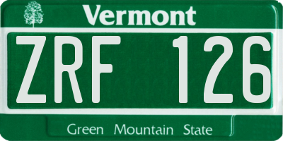 VT license plate ZRF126