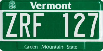 VT license plate ZRF127