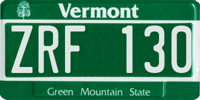 VT license plate ZRF130