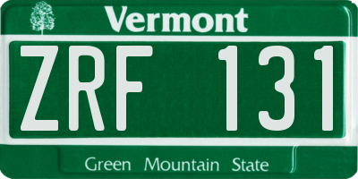 VT license plate ZRF131