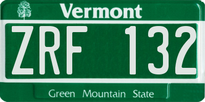 VT license plate ZRF132