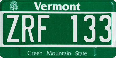 VT license plate ZRF133