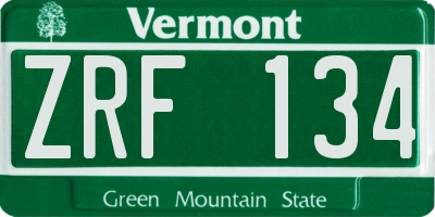 VT license plate ZRF134