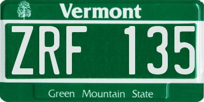 VT license plate ZRF135