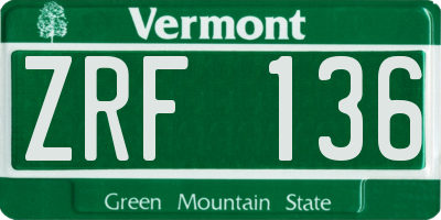 VT license plate ZRF136