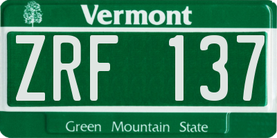 VT license plate ZRF137