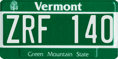 VT license plate ZRF140
