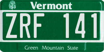 VT license plate ZRF141