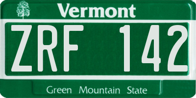 VT license plate ZRF142