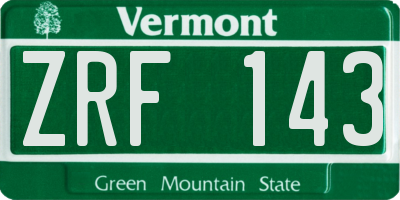 VT license plate ZRF143