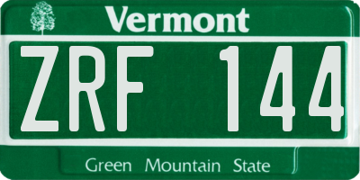 VT license plate ZRF144